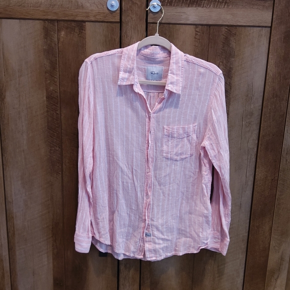 RAILS Charli Peach Stripe Button Up Shirt NWOT - MEDIUM - Picture 3 of 11